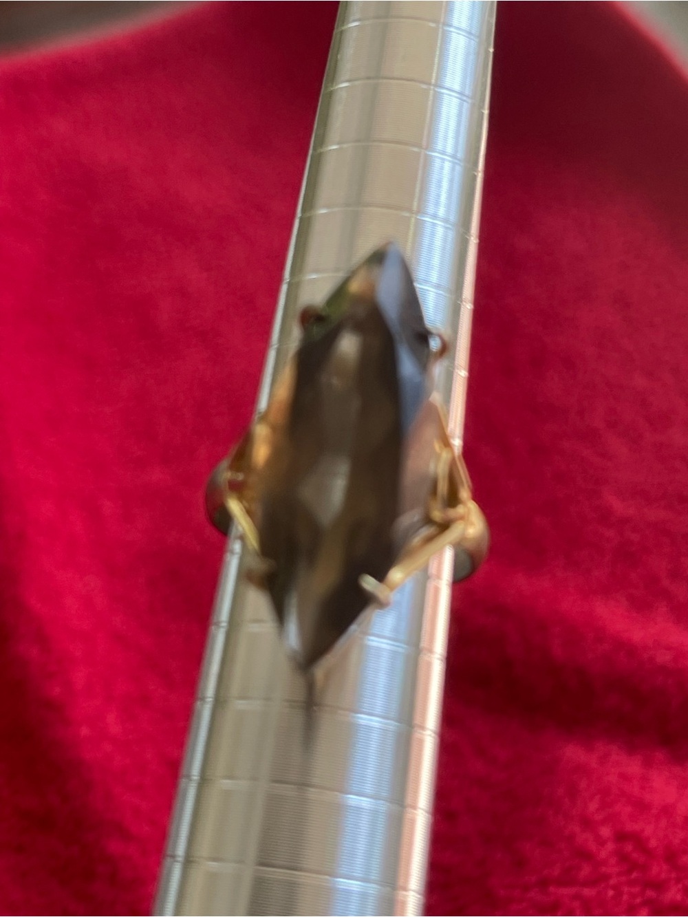 Smoky Brown Faceted Gemstone Ring - Unbranded,Vintage Marquise Cocktail
Ring